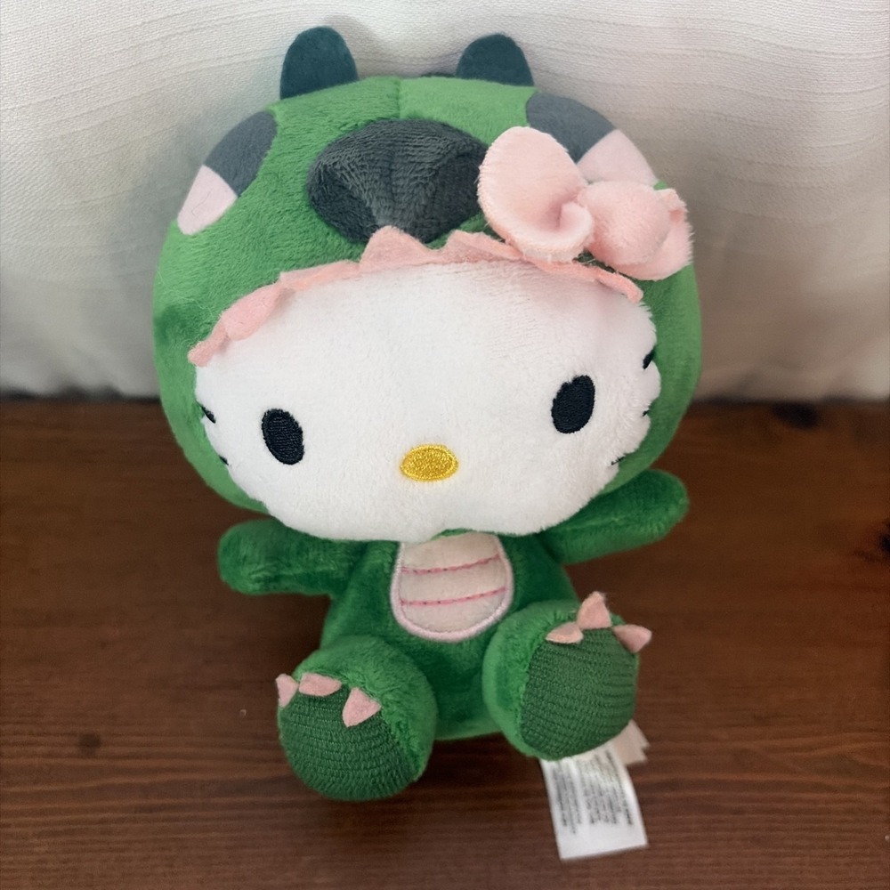 Hello Kitty 6.5" Green Dinosaur Plush Toy Stuffed‎ Animal Sanrio Dino Godzilla
